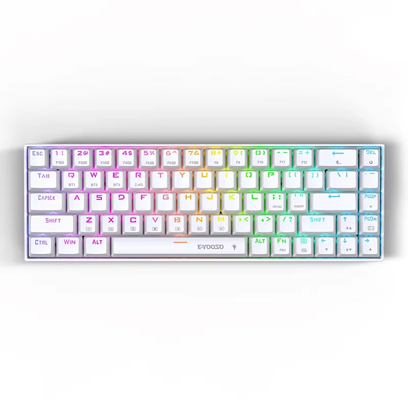Механічна ігрова клавіатура з 68 клавішами RGB, бездротова BT 2,4 ГГц